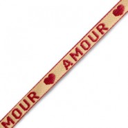 Schmuckband mit Tekst "Amour" Beige-warm red
